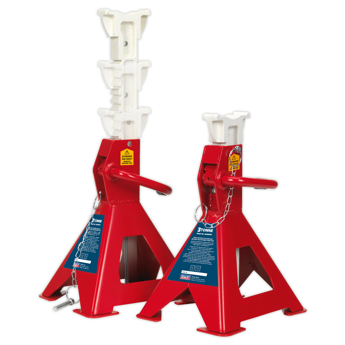 Sealey Auto Rise Ratchet Axle Stands (Pair) 3tonne Capacity per Stand AAS3000