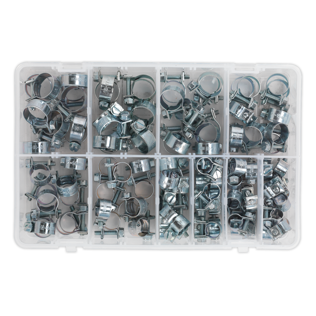 Sealey 100pc Mini Hose Clip Assortment DIN 1.0338 AB042MH