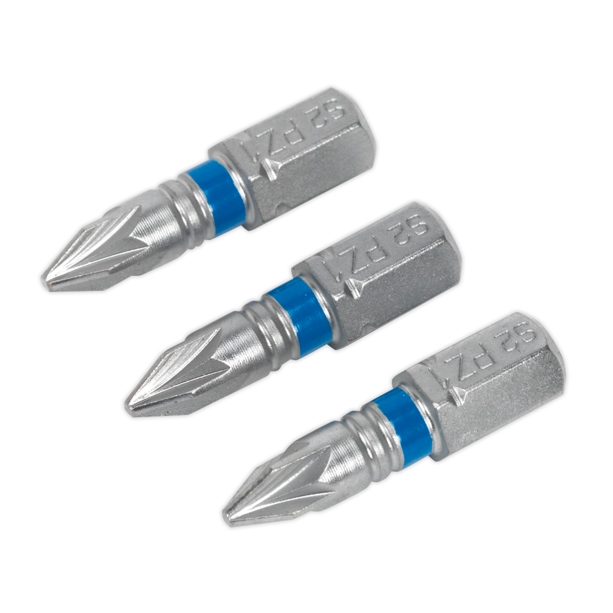 Sealey 25mm Pozi #1 Colour-Coded S2 Power Tool Bit - Pack of 3 AK210504