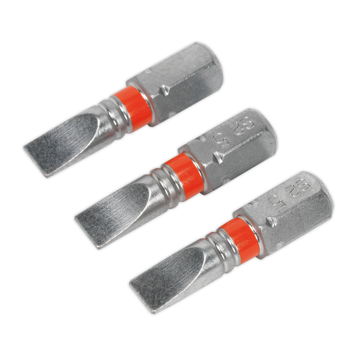 Sealey 25mm Slotted 5mm Colour-Coded S2 Power Tool Bit - Pack of 3 AK210508