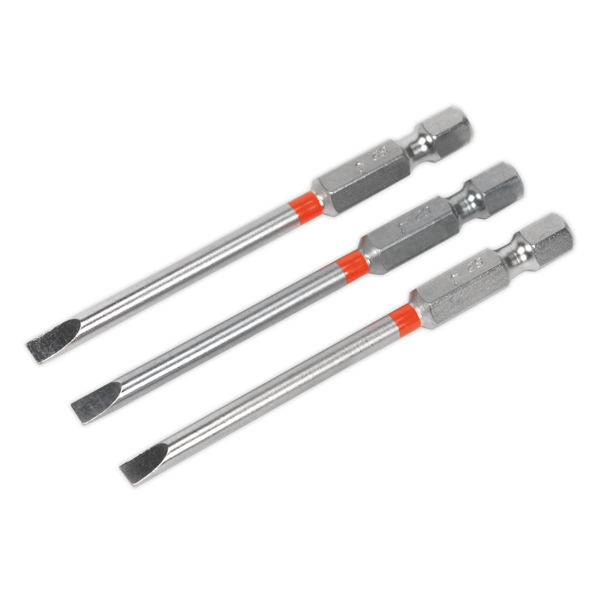 Sealey 75mm Slotted 4mm Colour-Coded S2 Power Tool Bit - Pack of 3 AK210516