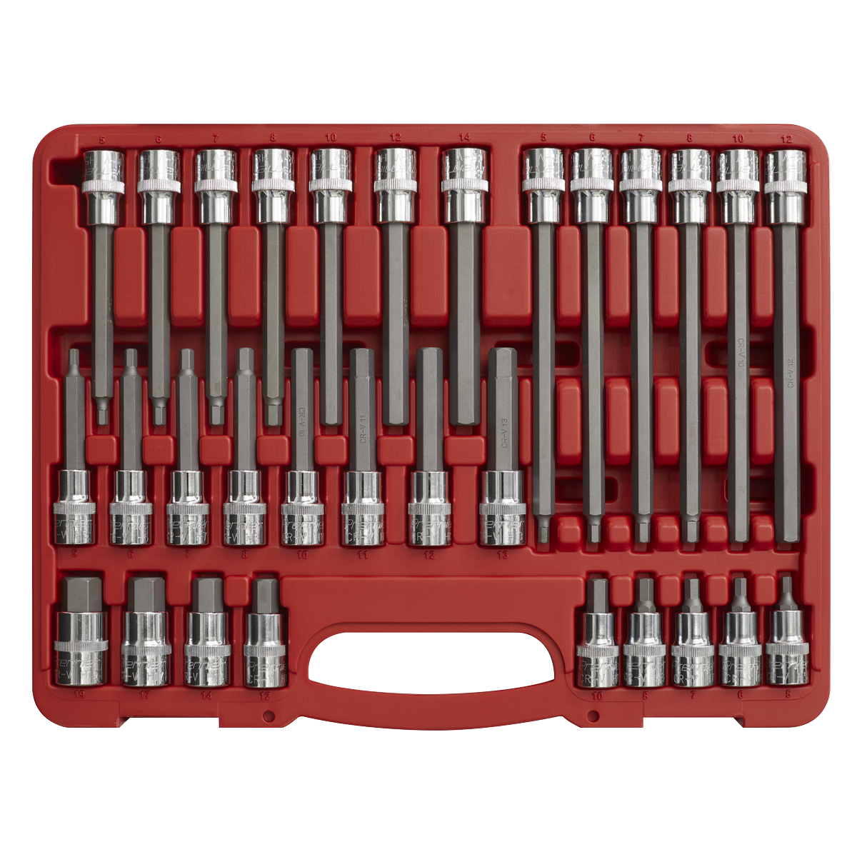 Sealey 30pc 1/2"Sq Drive Hex Socket Bit Set AK2196
