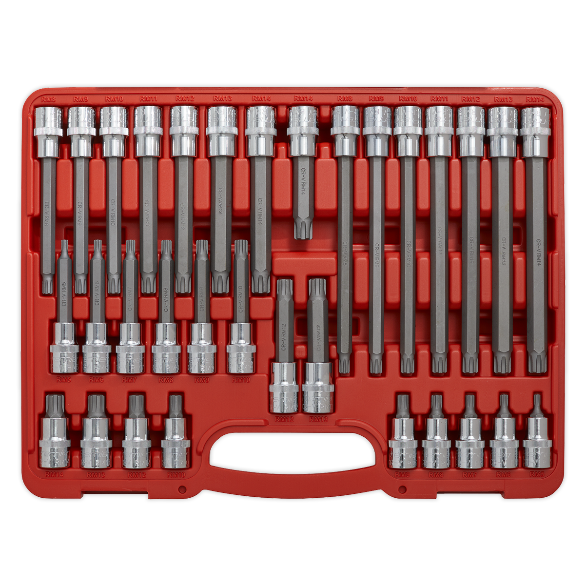 Sealey 32pc 1/2"Sq Drive Ribe Socket Bit Set AK2198