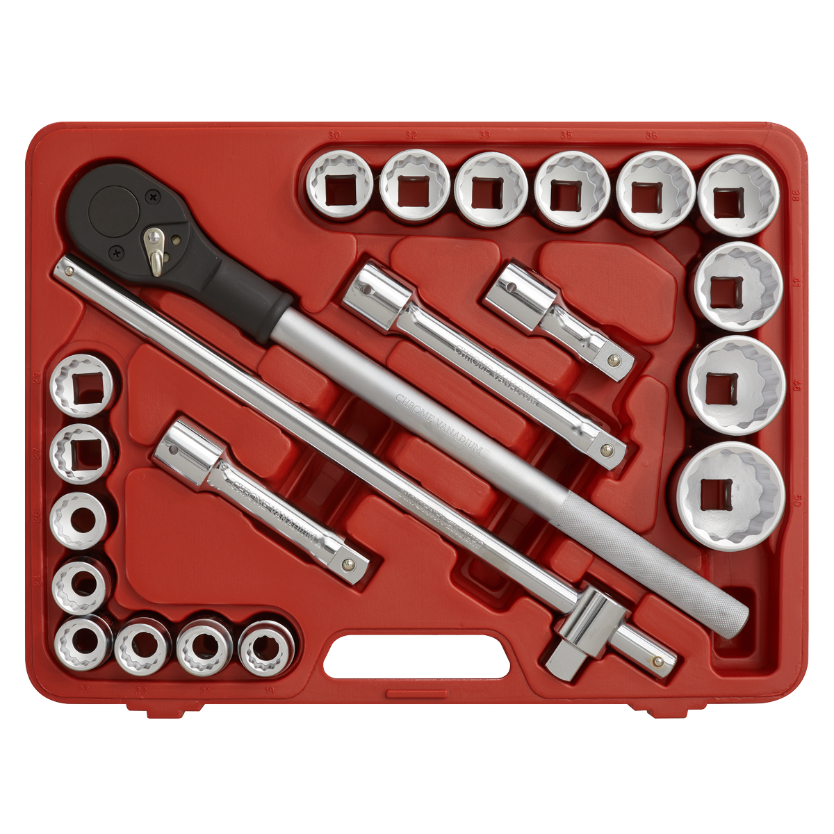 Sealey 22pc 3/4"Sq Drive 12-point WallDrive® Socket Set AK2598