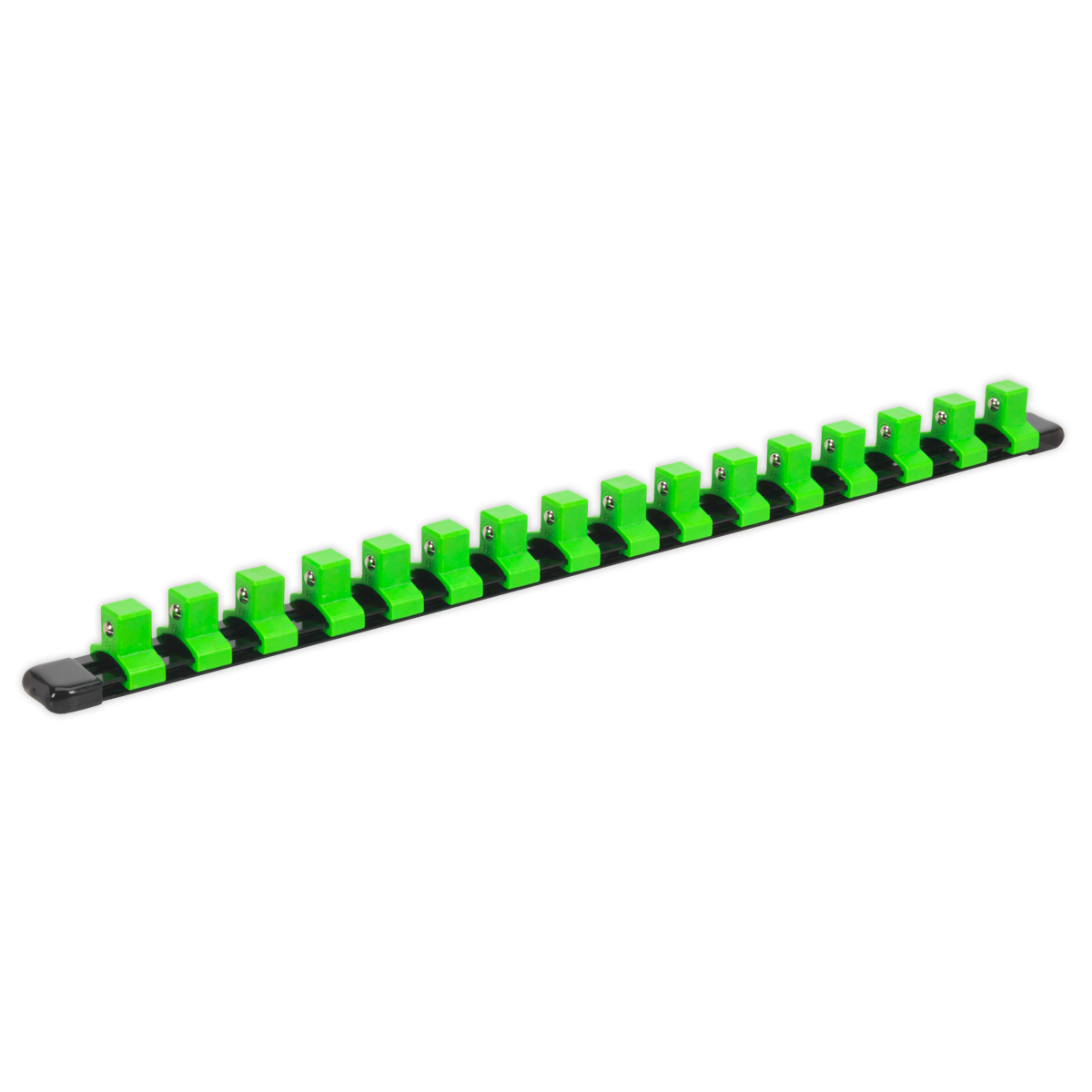Sealey 1/2"Sq Drive Socket Retaining Rail with 16 Clips - Hi-Vis Green AK27054HV