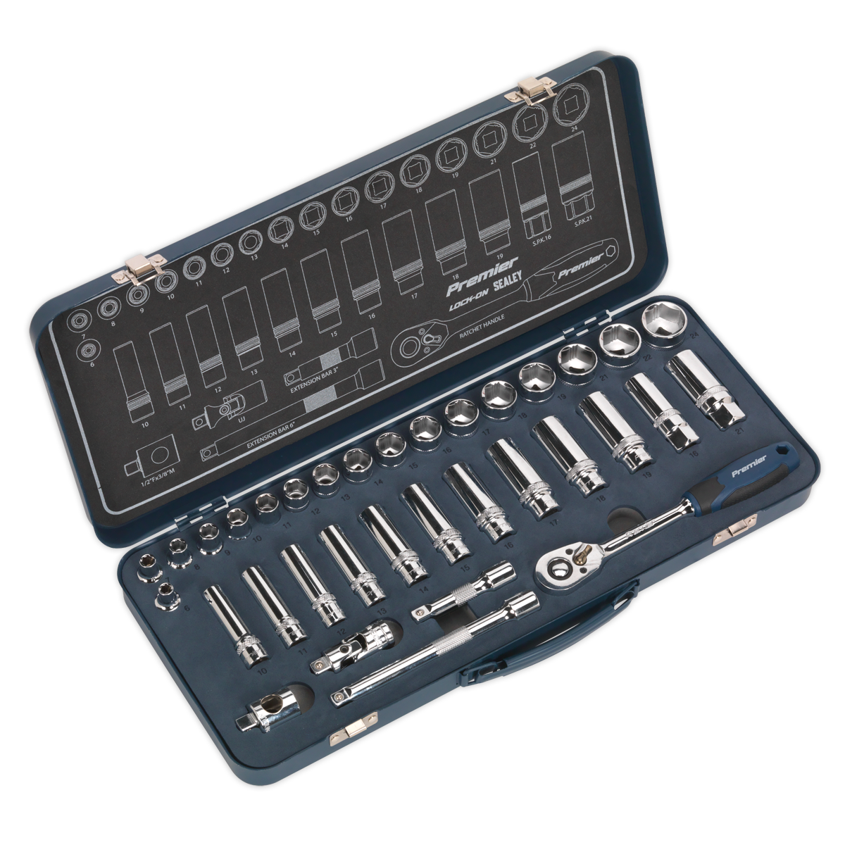 Sealey 34pc 3/8"Sq Drive Lock-On™ Socket Set AK27481