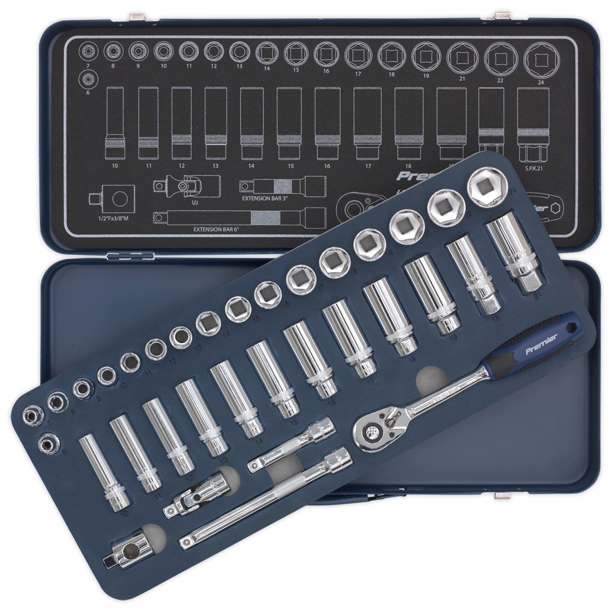 Sealey 34pc 3/8"Sq Drive Lock-On™ Socket Set AK27481