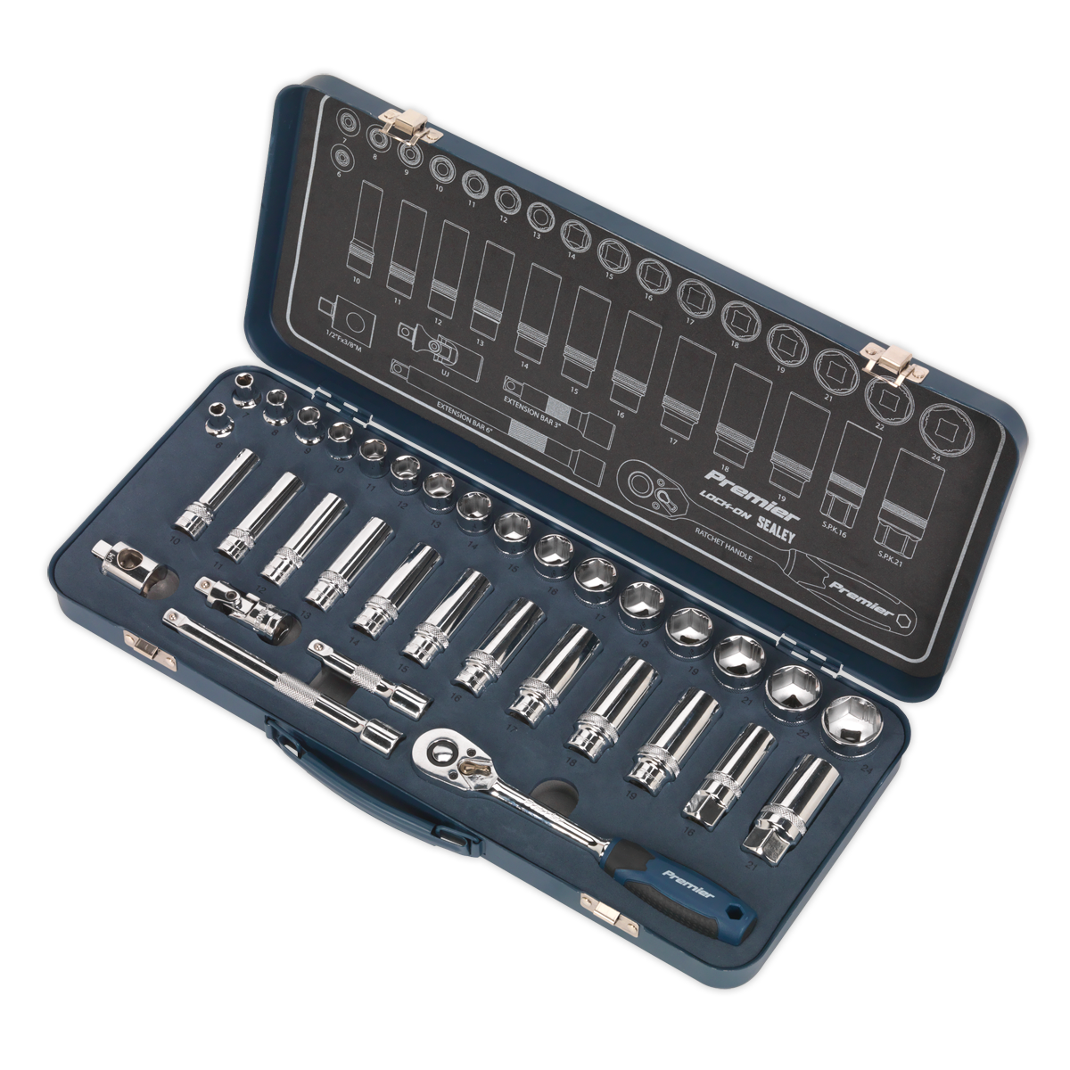 Sealey 34pc 3/8"Sq Drive Lock-On™ Socket Set AK27481