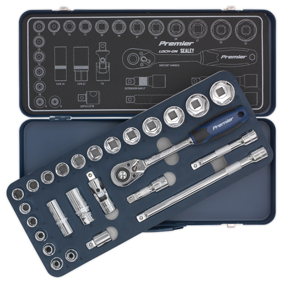 Sealey 26pc 1/2"Sq Drive Lock-On™ Socket Set AK27482