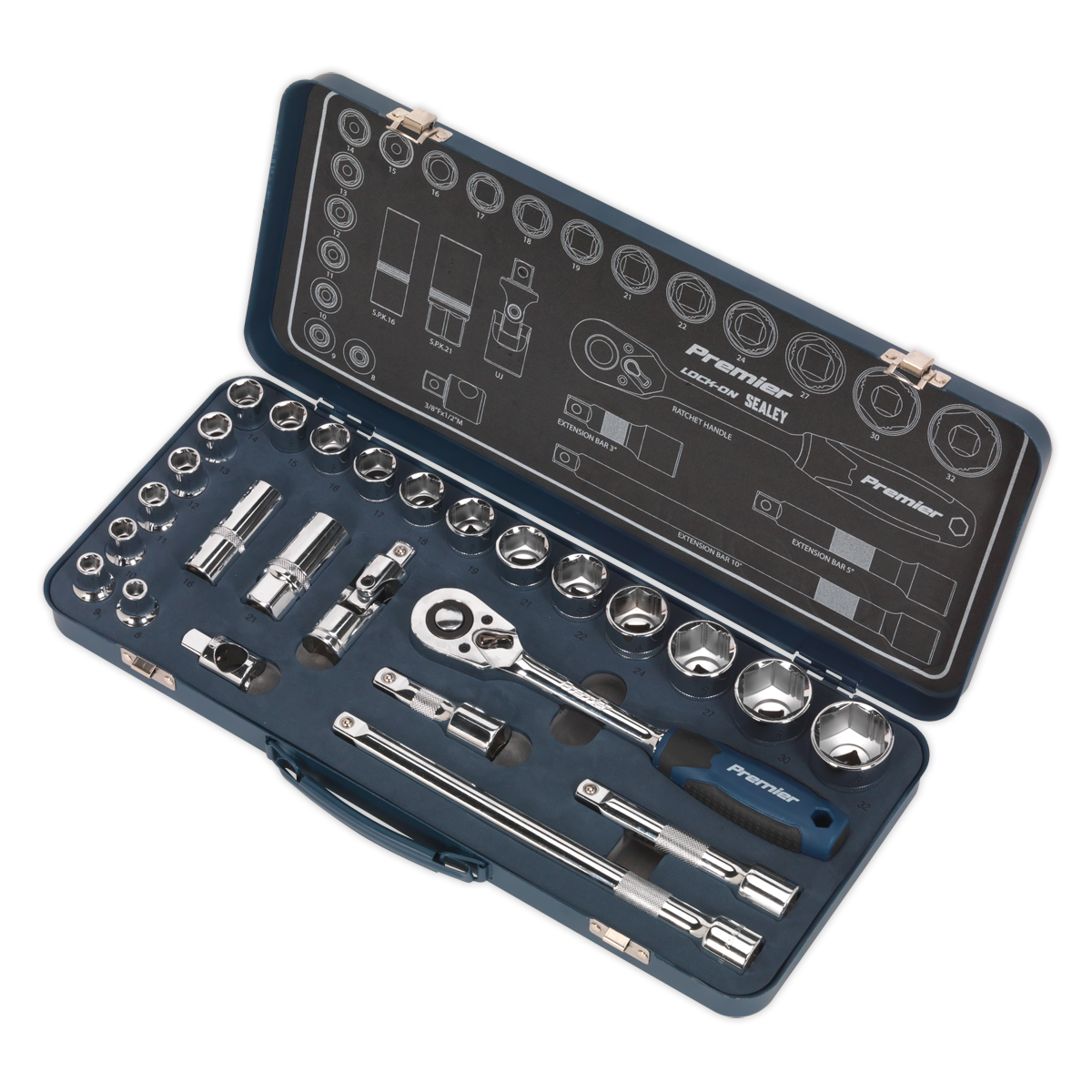Sealey 26pc 1/2"Sq Drive Lock-On™ Socket Set AK27482