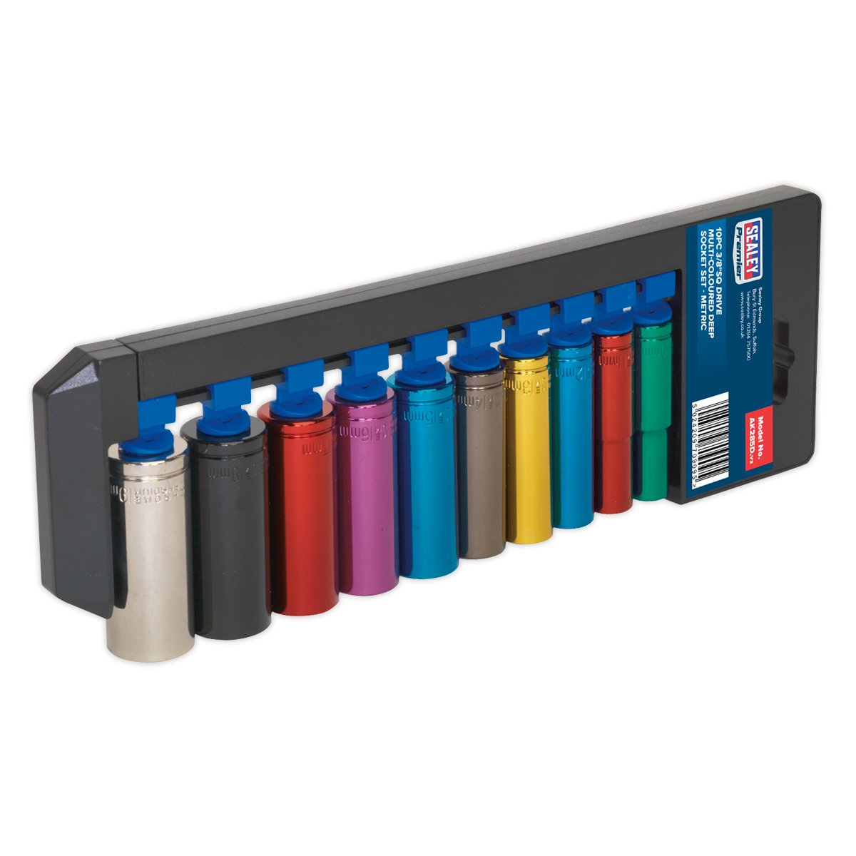 Sealey 10pc 3/8"Sq Drive Deep Multi-Coloured Socket Set AK285D