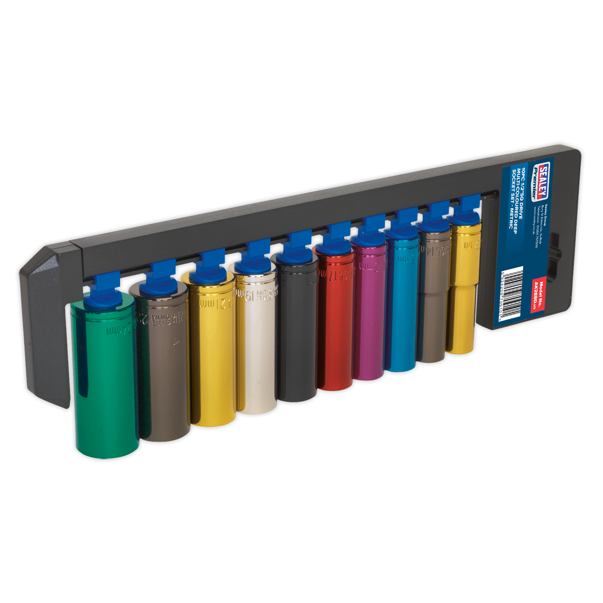 Sealey 10pc 1/2"Sq Drive Deep Multi-Coloured Socket Set AK288D