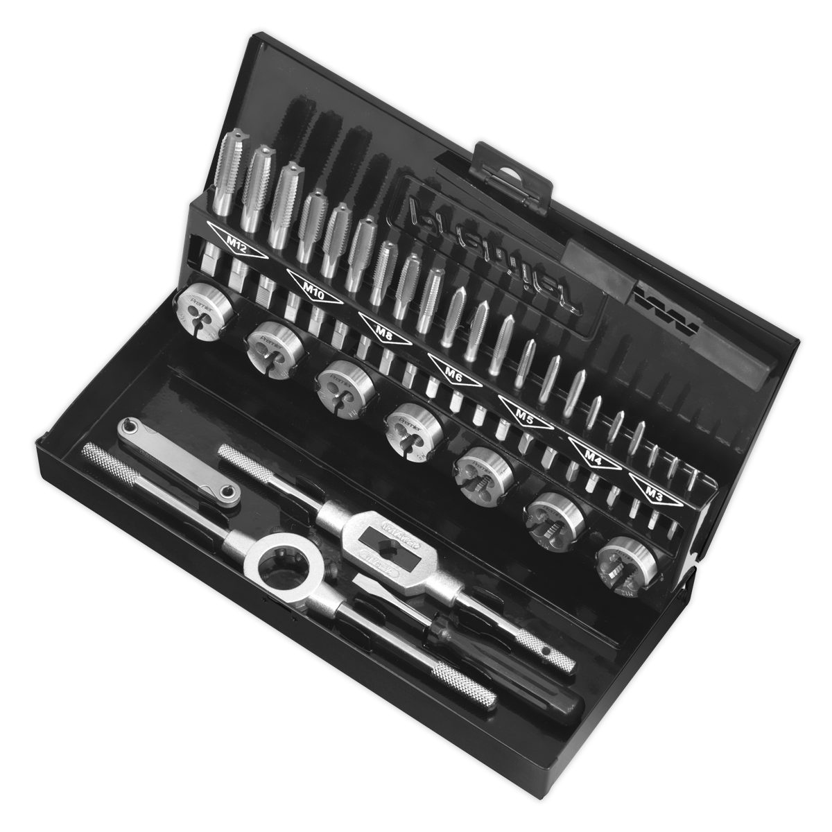 Sealey 32pc Professional Tap & Die Set Split Dies - Metric HSS 4341 AK3015HSS