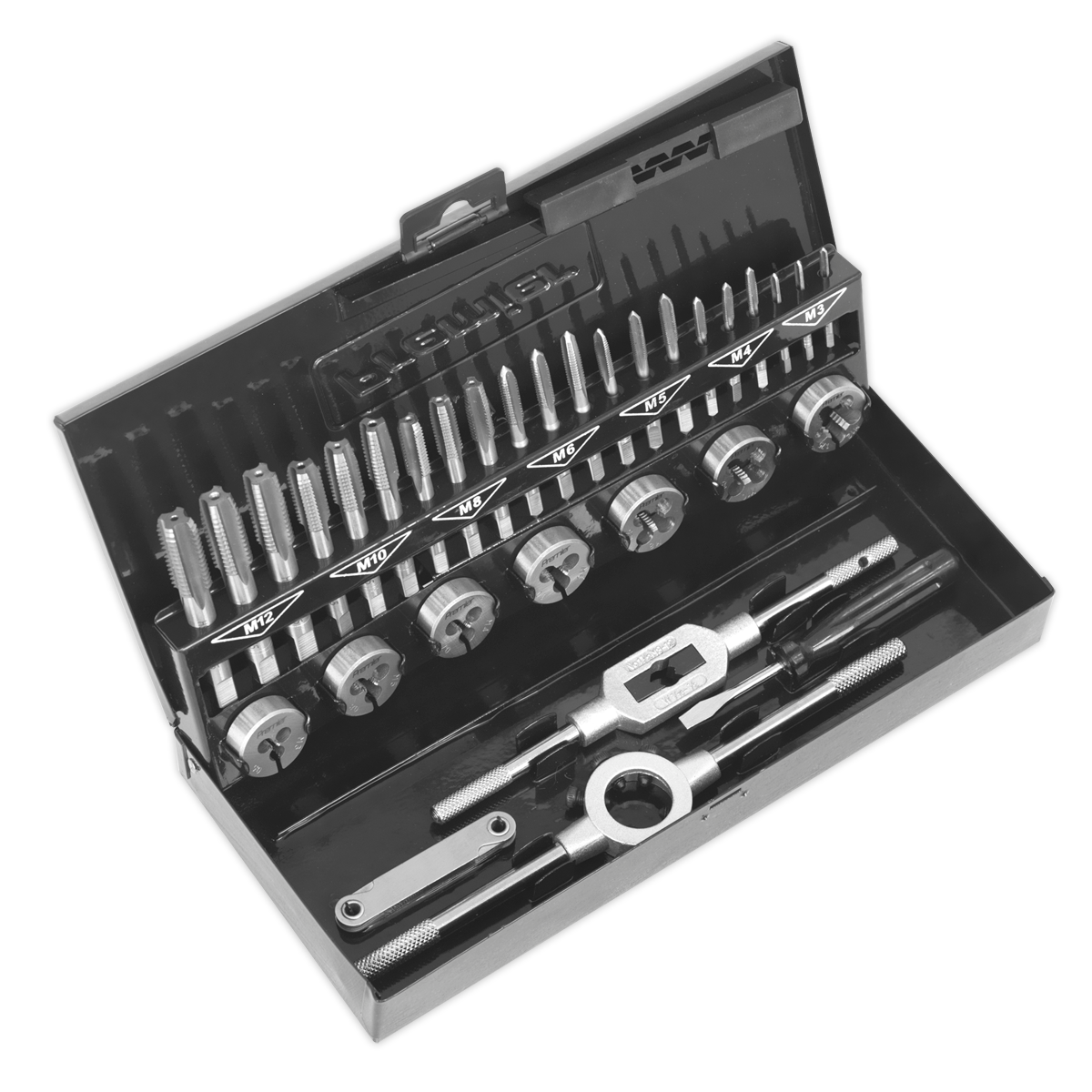 Sealey 32pc Professional Tap & Die Set Split Dies - Metric HSS 4341 AK3015HSS