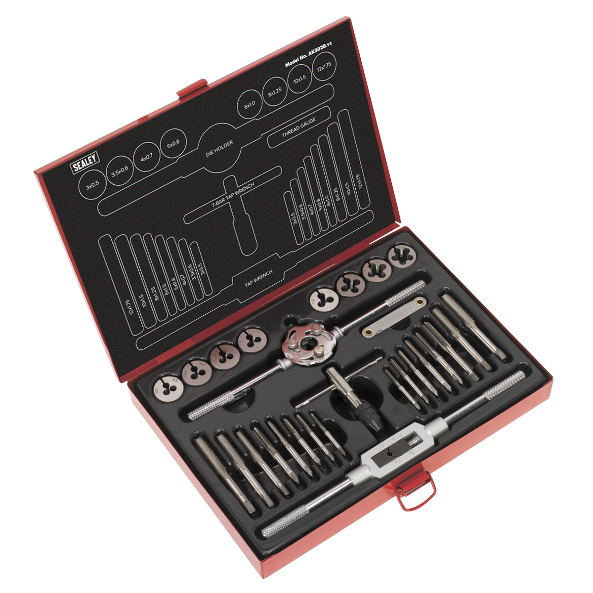 Sealey 28pc Mechanic’s Tap & Die Set Split Dies - Metric AK3028