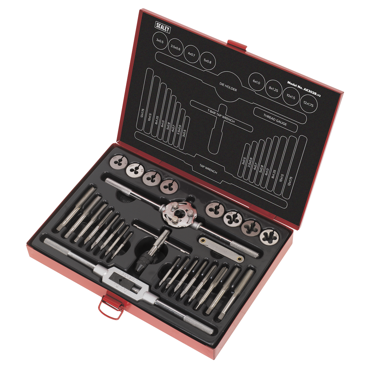 Sealey 28pc Mechanic’s Tap & Die Set Split Dies - Metric AK3028