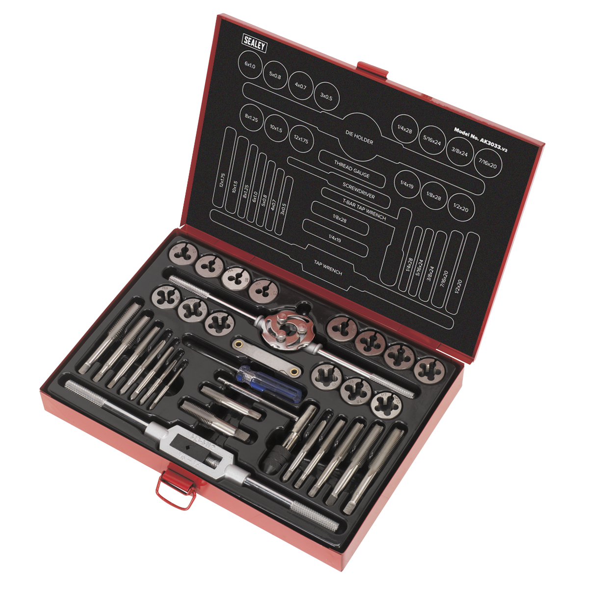 Sealey 33pc Tap & Die Set Split Dies - Metric/UNF/BSP AK3033
