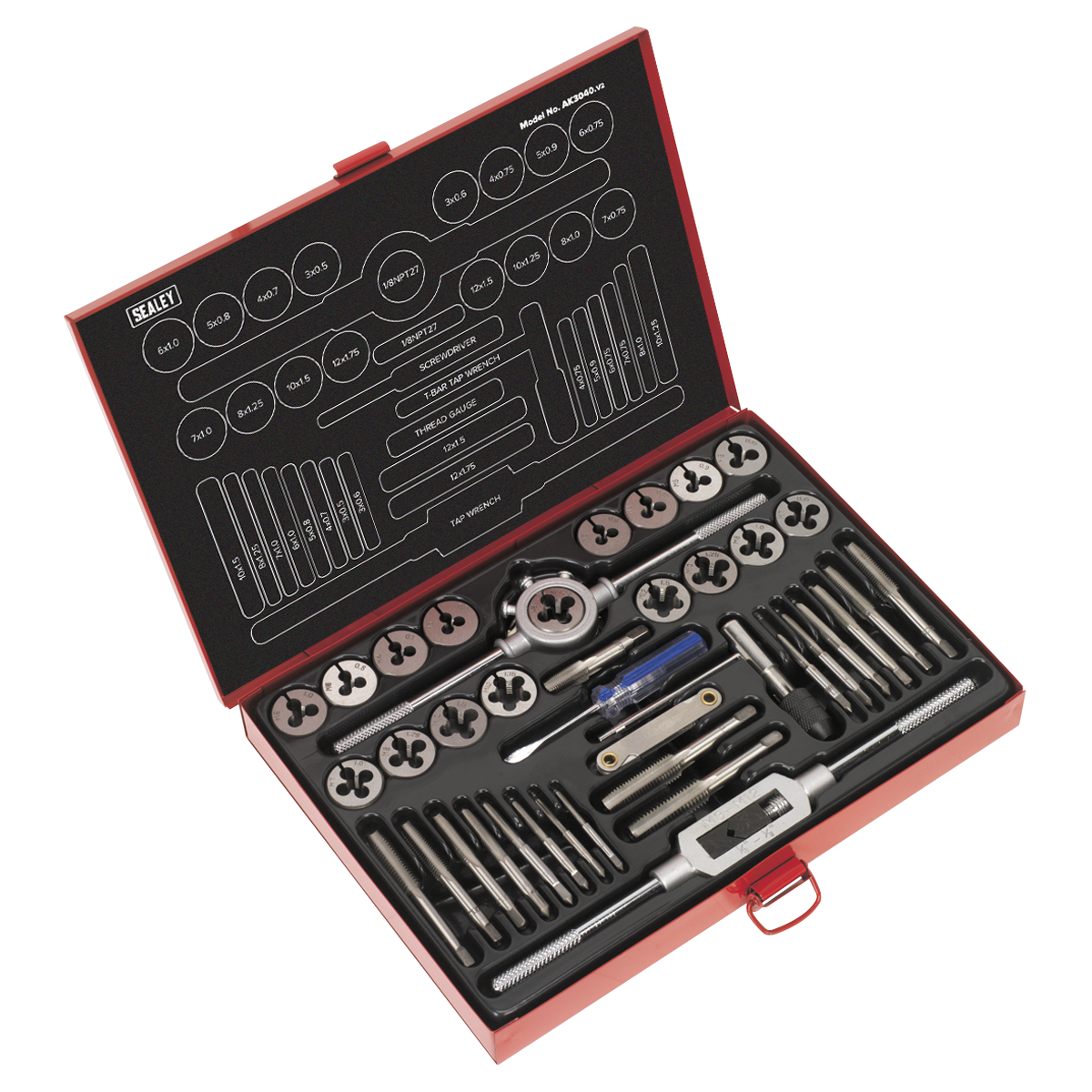 Sealey 40pc Tap & Die Set Split Dies - Metric AK3040