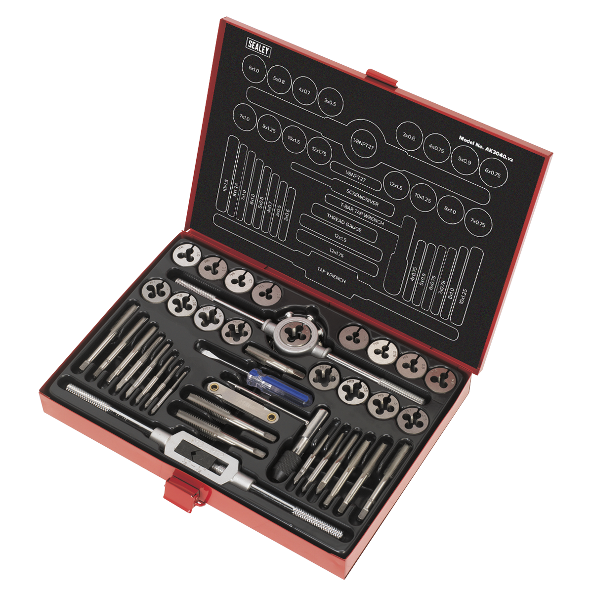 Sealey 40pc Tap & Die Set Split Dies - Metric AK3040