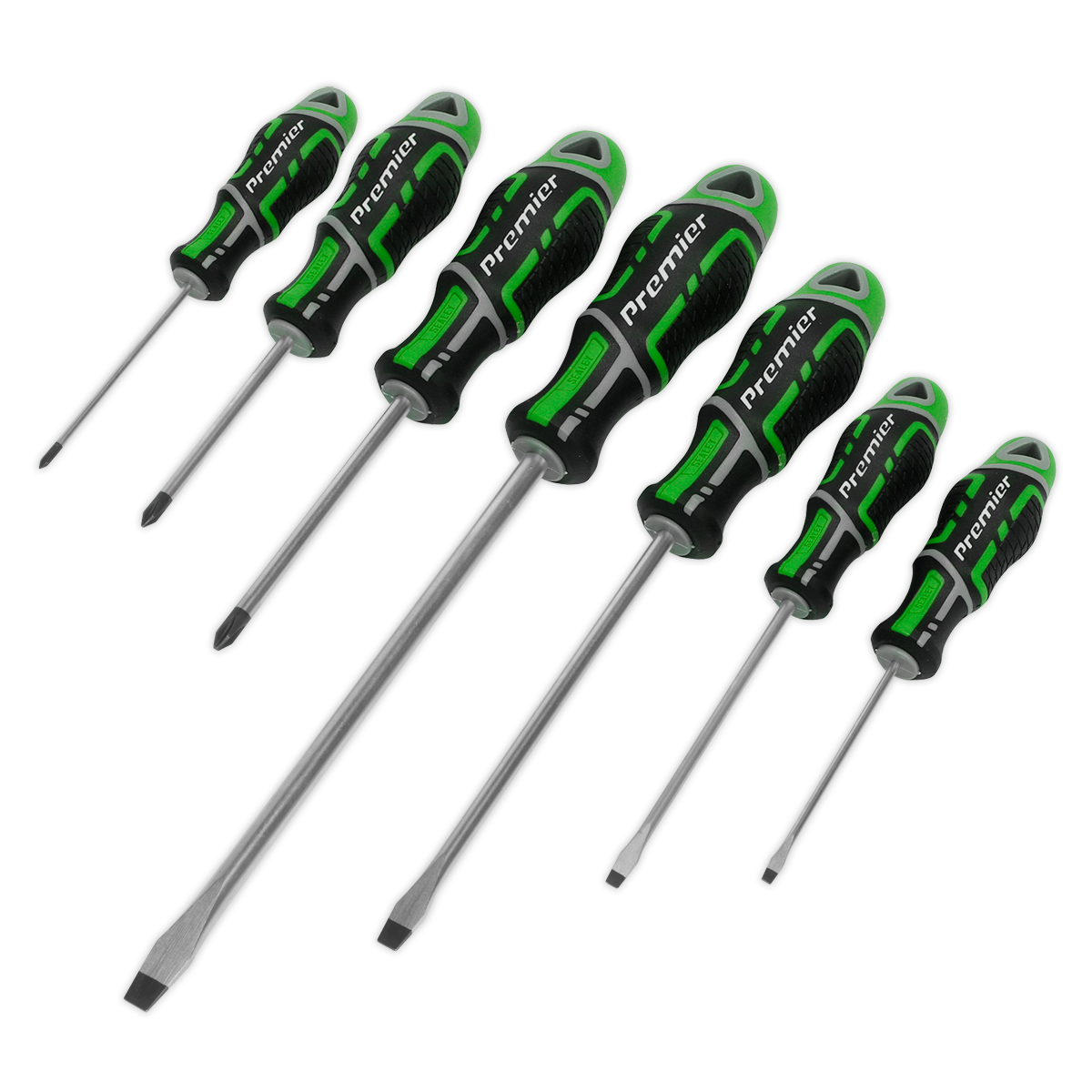 Sealey 7pc GripMAX® Screwdriver Set - Hi-Vis Green AK4325HV