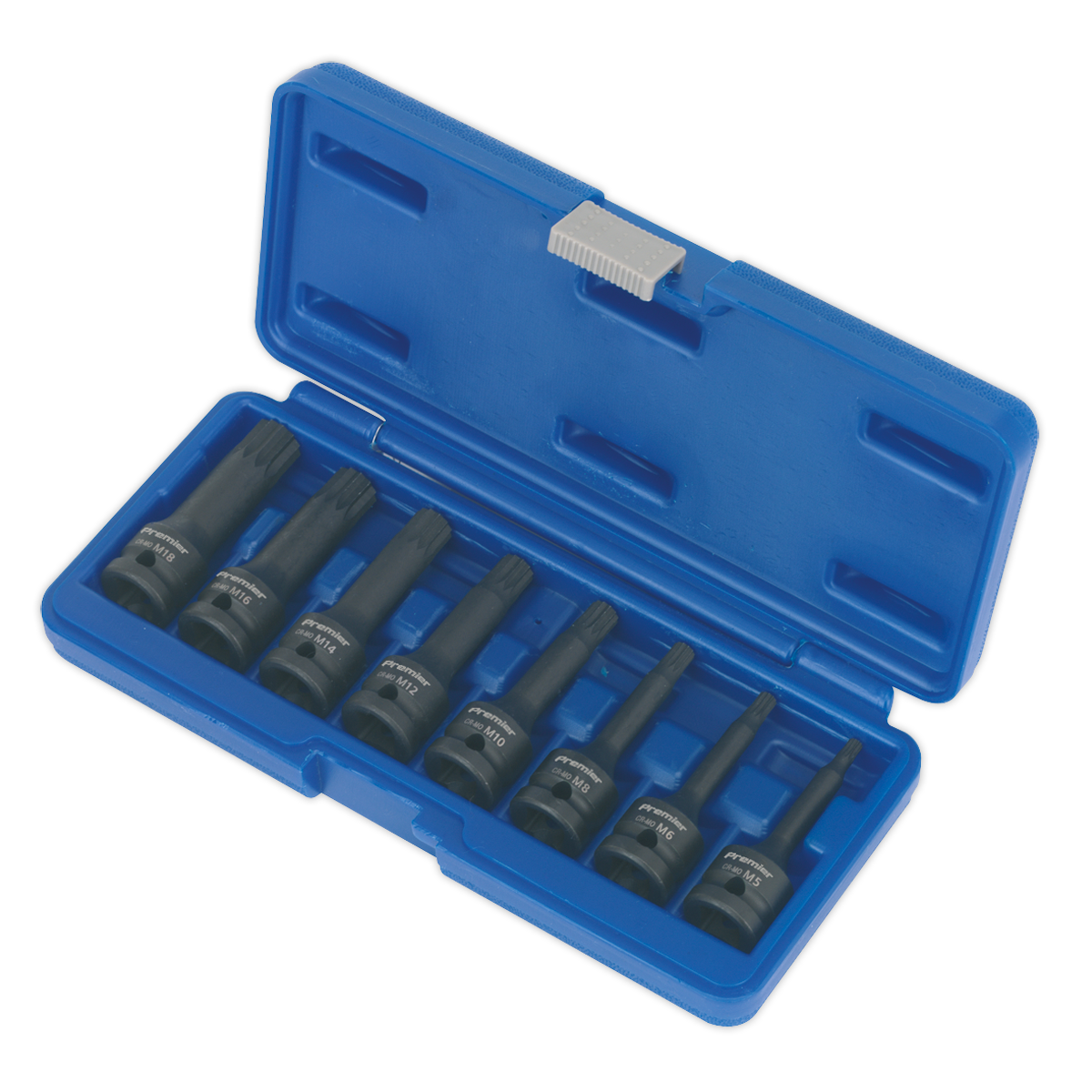 Sealey 8pc 1/2"Sq Drive Impact Spline Socket Bit Set AK5604