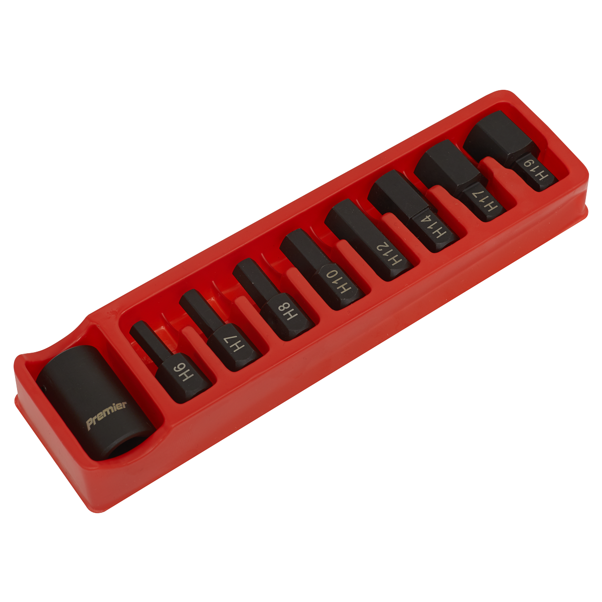 Sealey 9pc 1/2"Sq Drive Impact Hex Bit & Holder Set AK5609