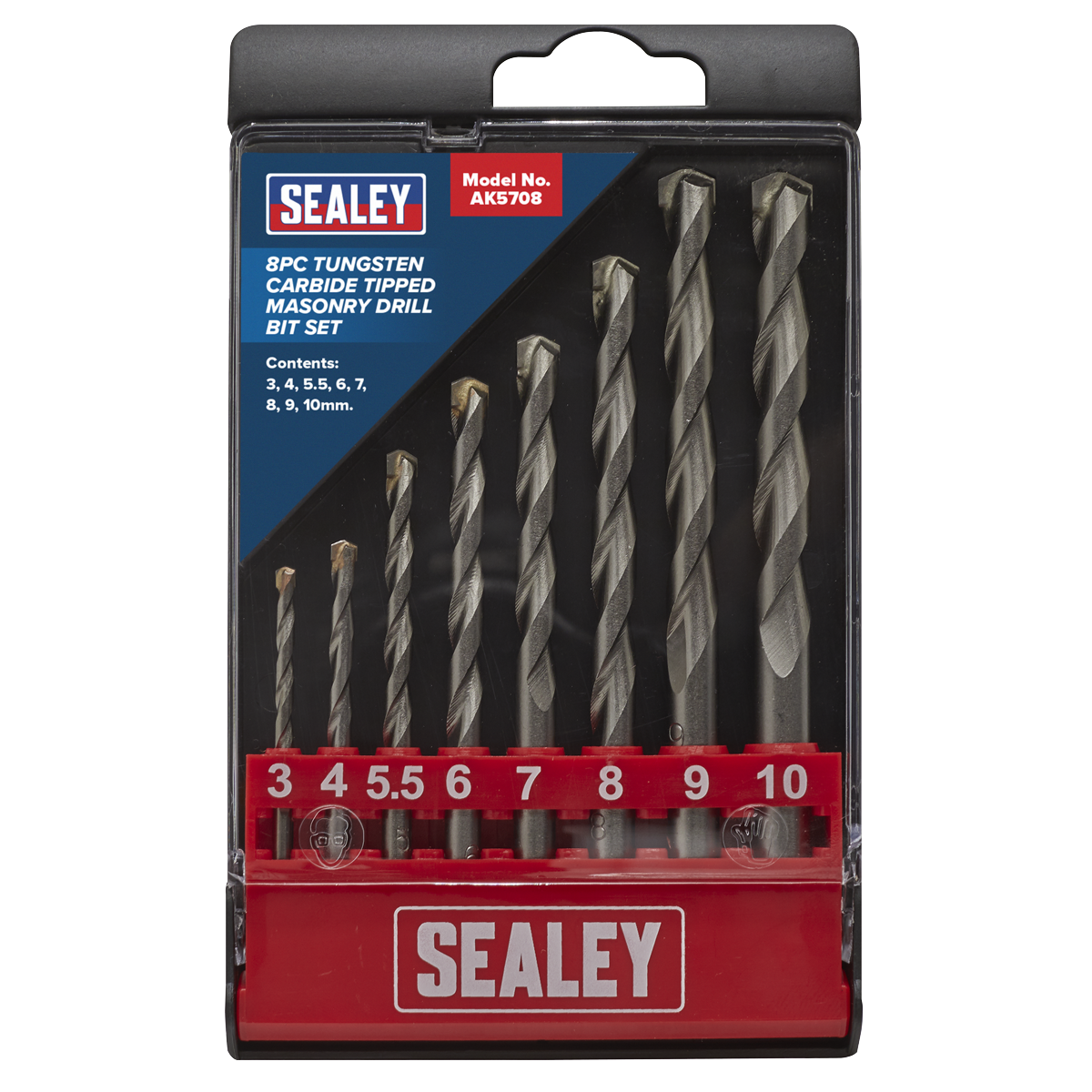 Sealey 8pc Tungsten Carbide Tipped Masonry Drill Bit Set AK5708
