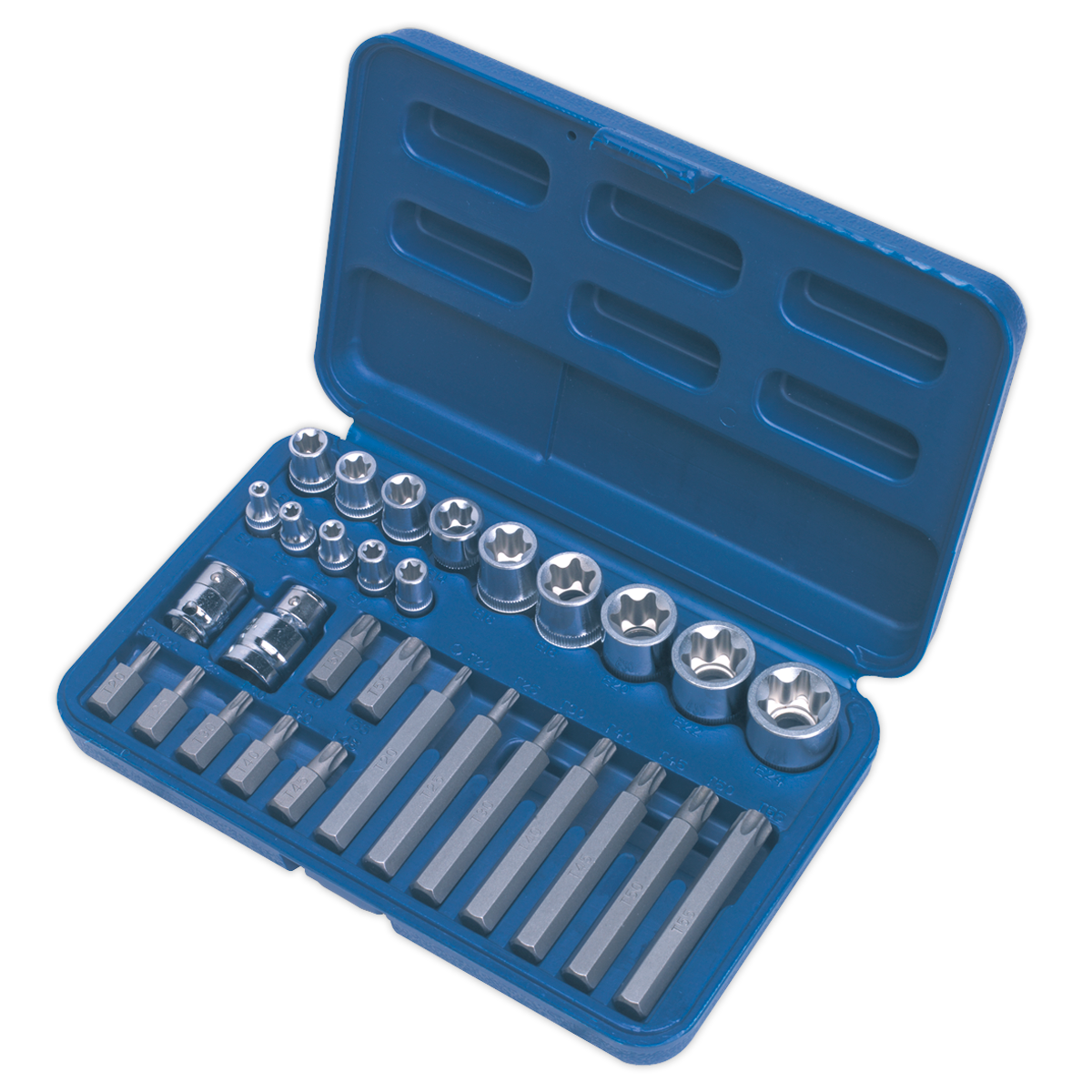 Sealey 30pc 1/4", 3/8" & 1/2"Sq Drive TRX-Star* Socket & Bit Set AK619