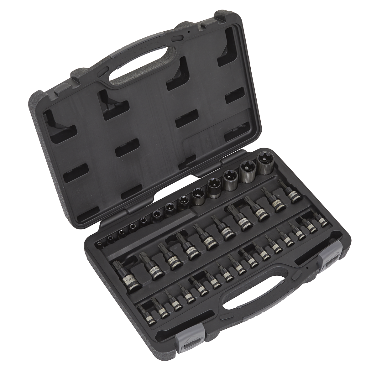 Sealey 38pc 1/4", 3/8" & 1/2"Sq Drive TRX-Star* Socket & Security Socket Bit Set - Black Series AK6197B
