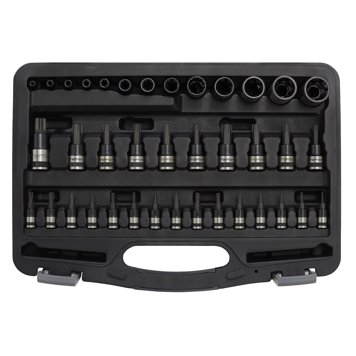 Sealey 38pc 1/4", 3/8" & 1/2"Sq Drive TRX-Star* Socket & Security Socket Bit Set - Black Series AK6197B