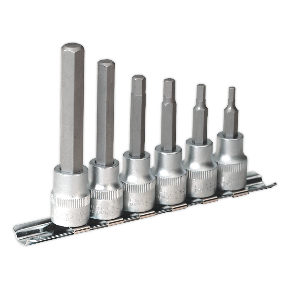Sealey 6pc 3/8"Sq Drive Hex Socket Bit Set AK6209