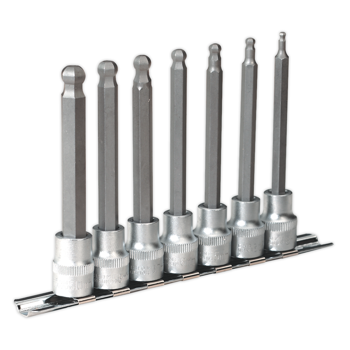 Sealey 7pc 3/8"Sq Drive Ball-End Hex Socket Bit Set AK6212