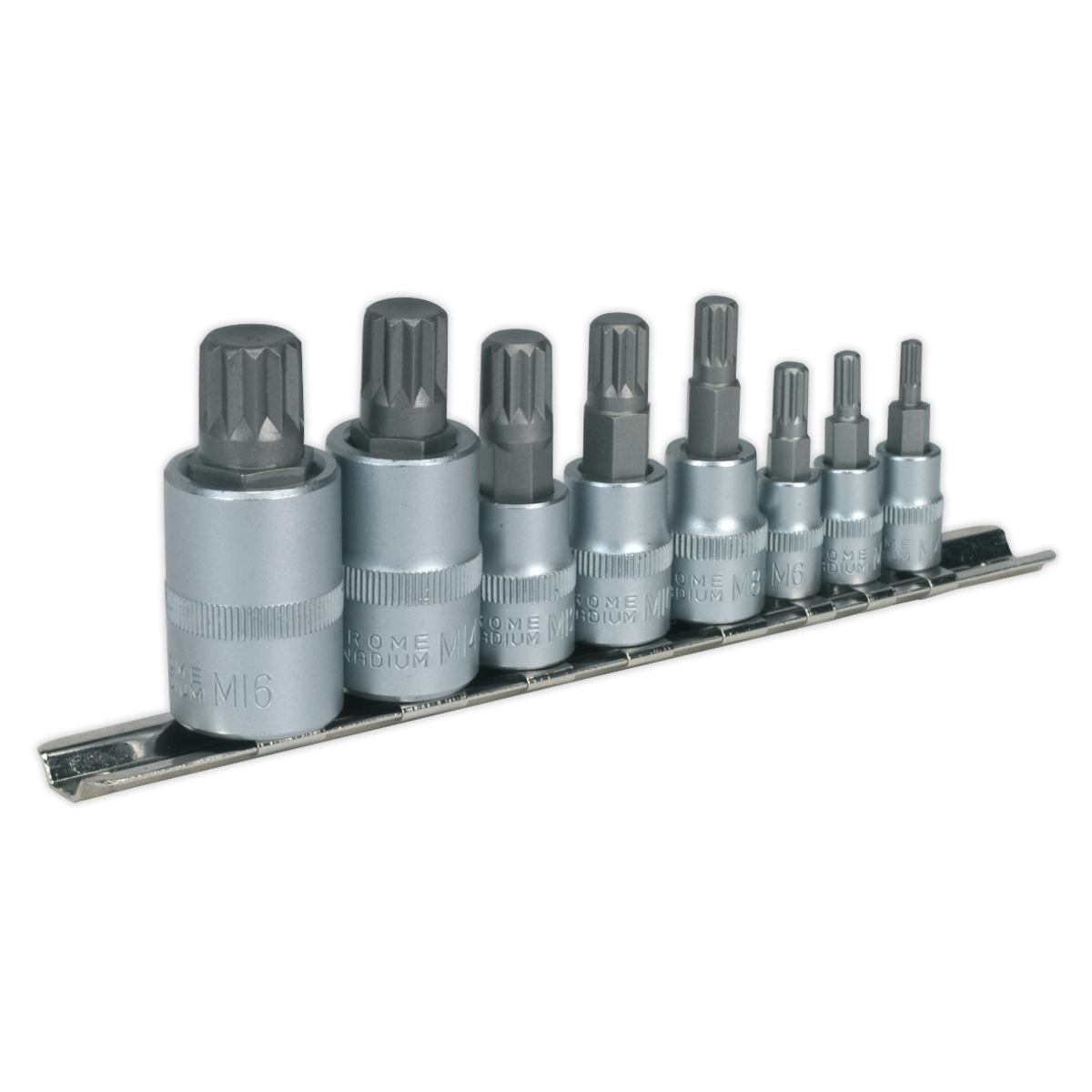 Sealey 8pc 1/4", 3/8" & 1/2"Sq Drive Spline Socket Bit Set AK6214