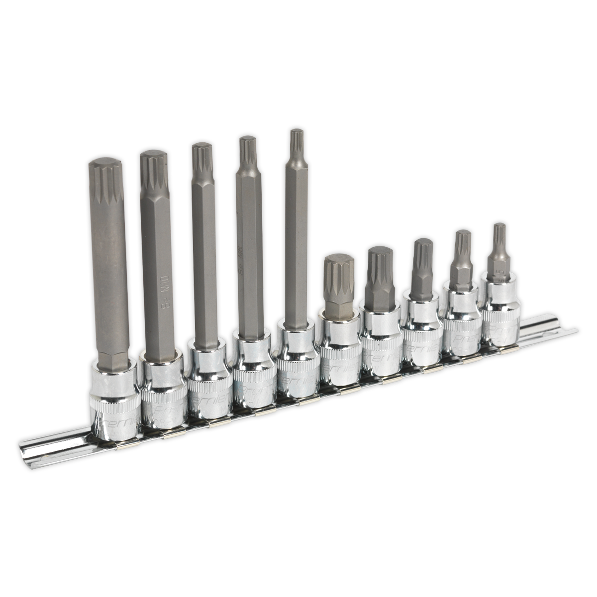 Sealey 10pc 3/8"Sq Drive Spline Socket Bit Set AK6216