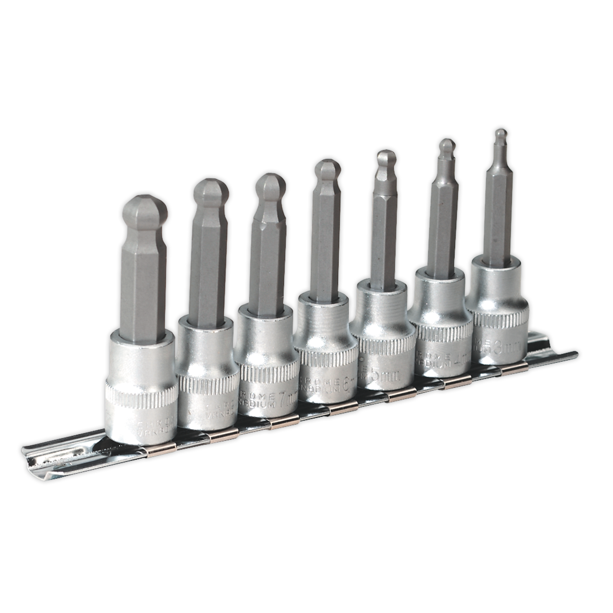 Sealey 7pc 3/8"Sq Drive Ball-End Hex Socket Bit Set AK621