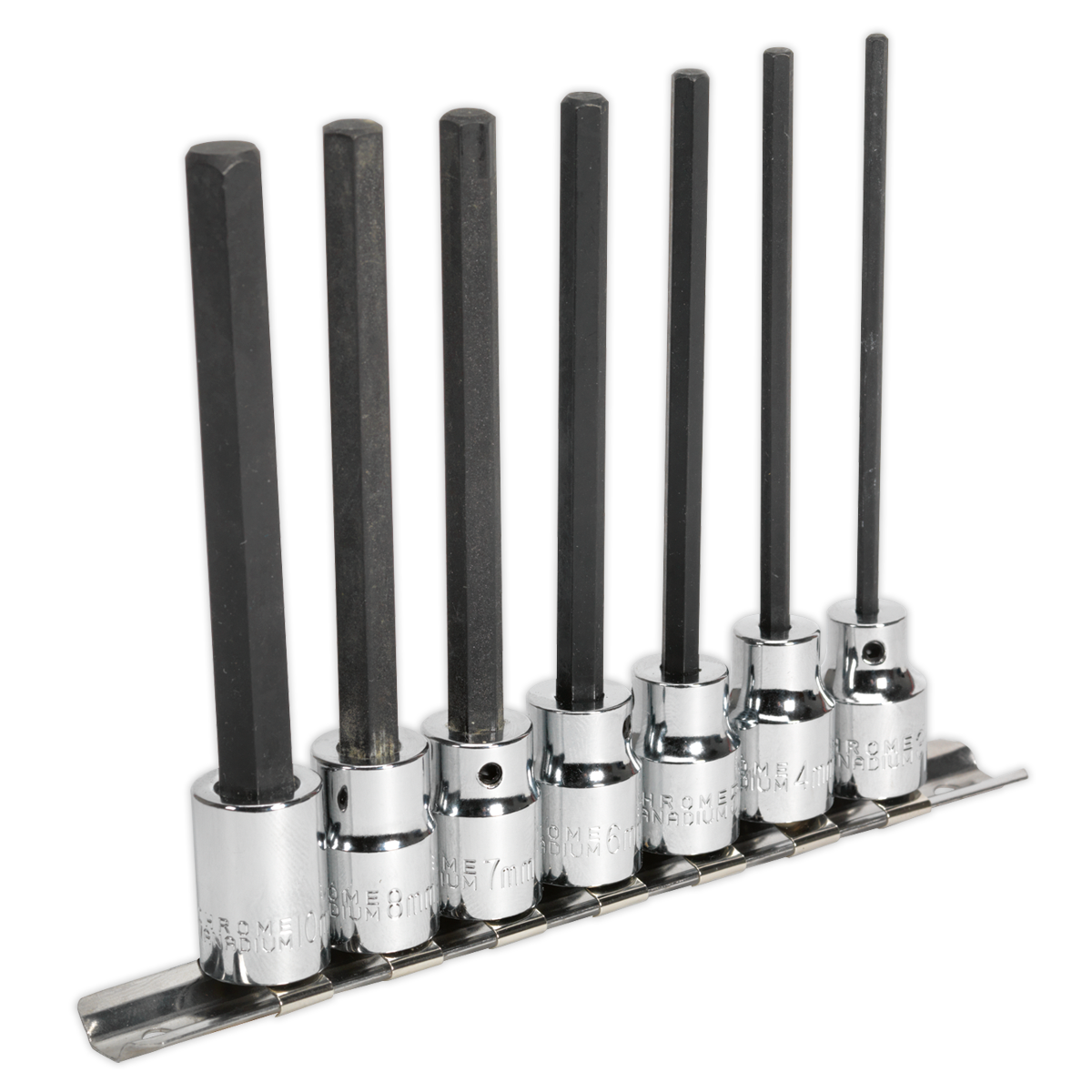 Sealey 7pc 3/8"Sq Drive 110mm Hex Socket Bit Set AK62254