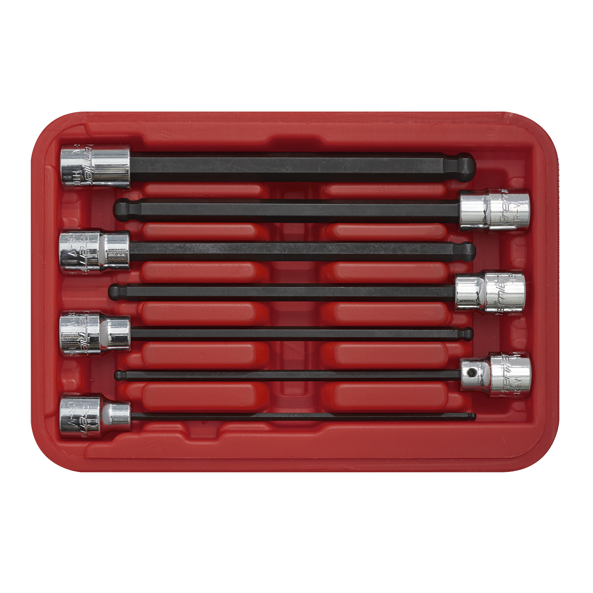 Sealey 7pc 3/8"Sq Drive Ball-End Hex Socket Bit Set AK62257