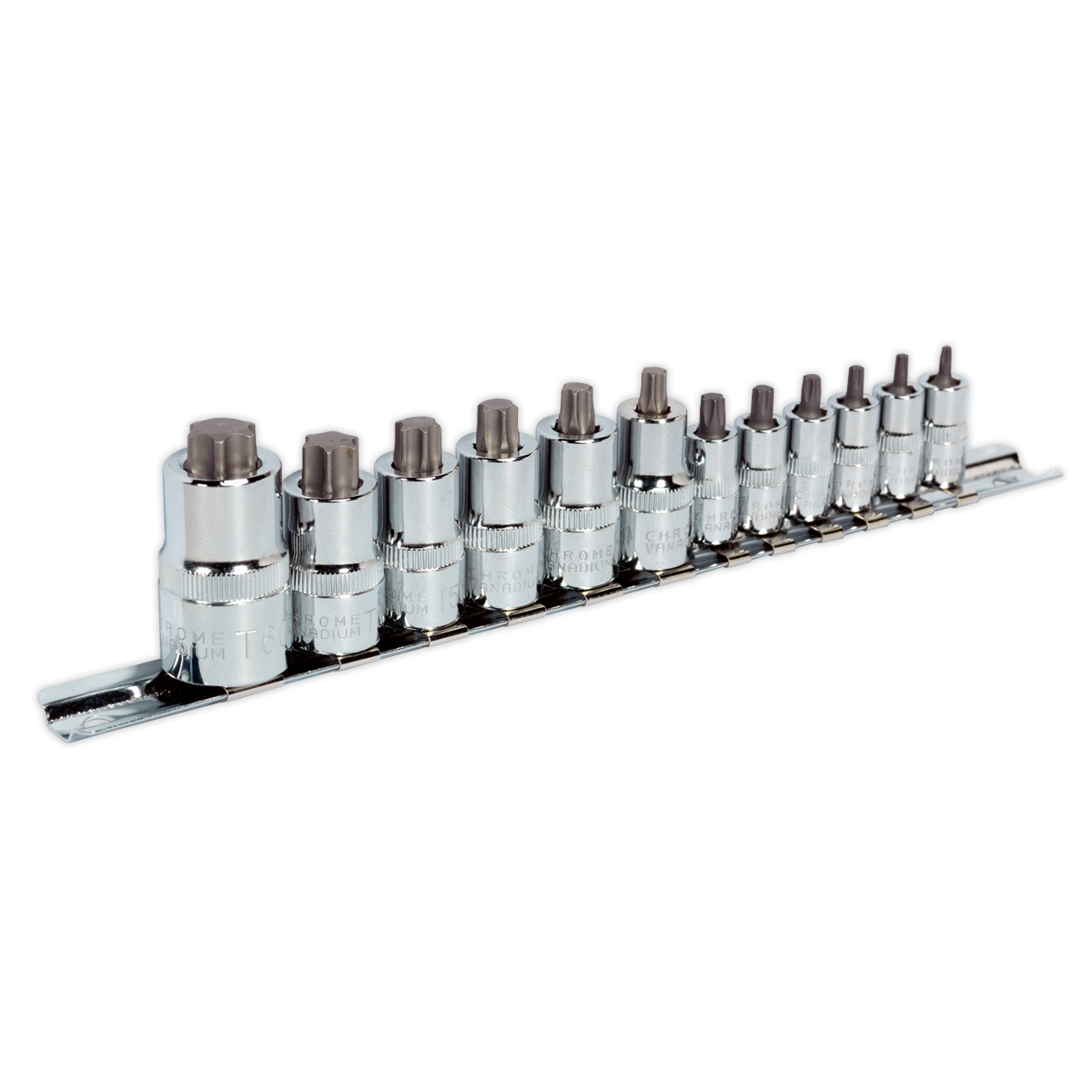 Sealey 12pc 1/4", 3/8" & 1/2"Sq Drive Stubby TRX-Star* Socket Bit Set AK6228