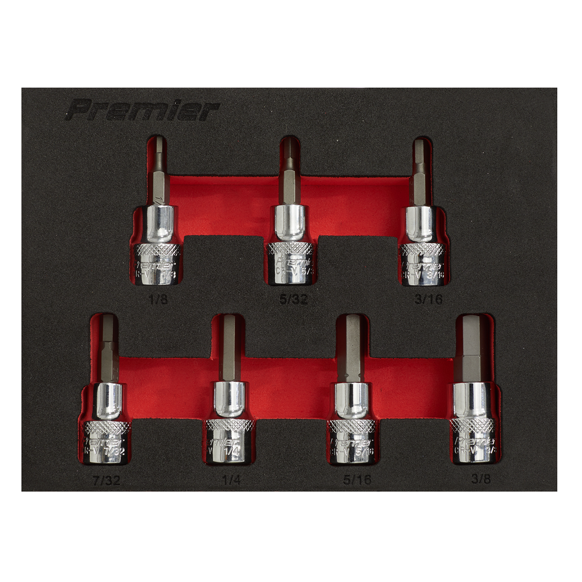 Sealey 7pc 3/8"Sq Drive Hex Socket Bit Set - Imperial AK6246