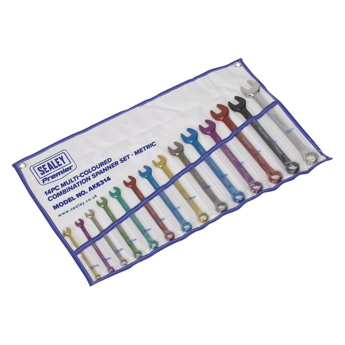 Sealey 14pc Multi-Coloured Combination Spanner Set AK6314