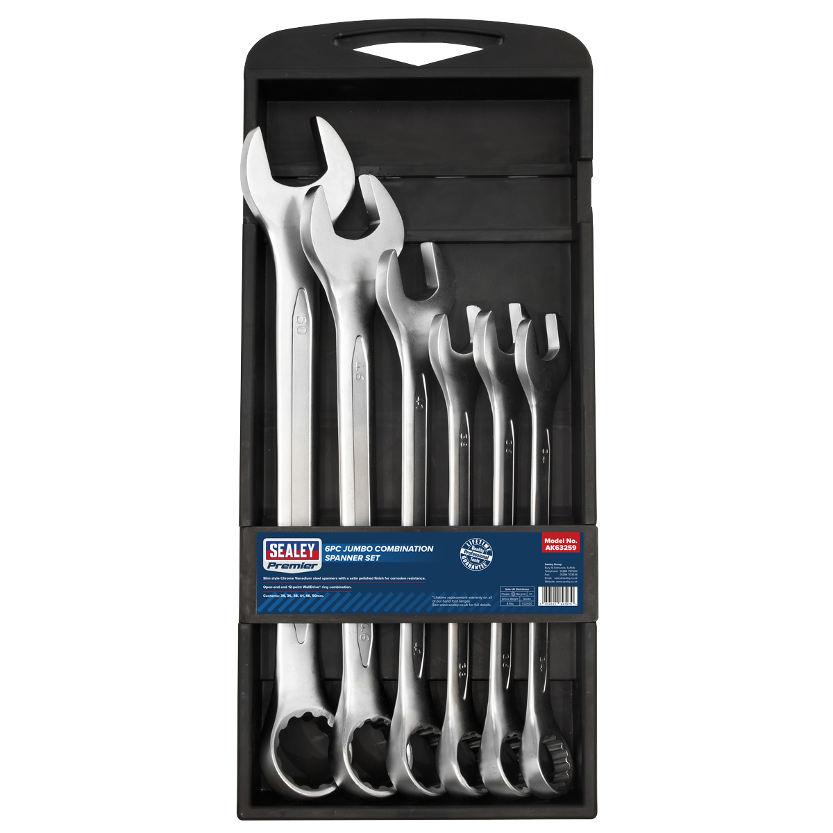 Sealey 6pc Super Jumbo Combination Spanner Set AK63259