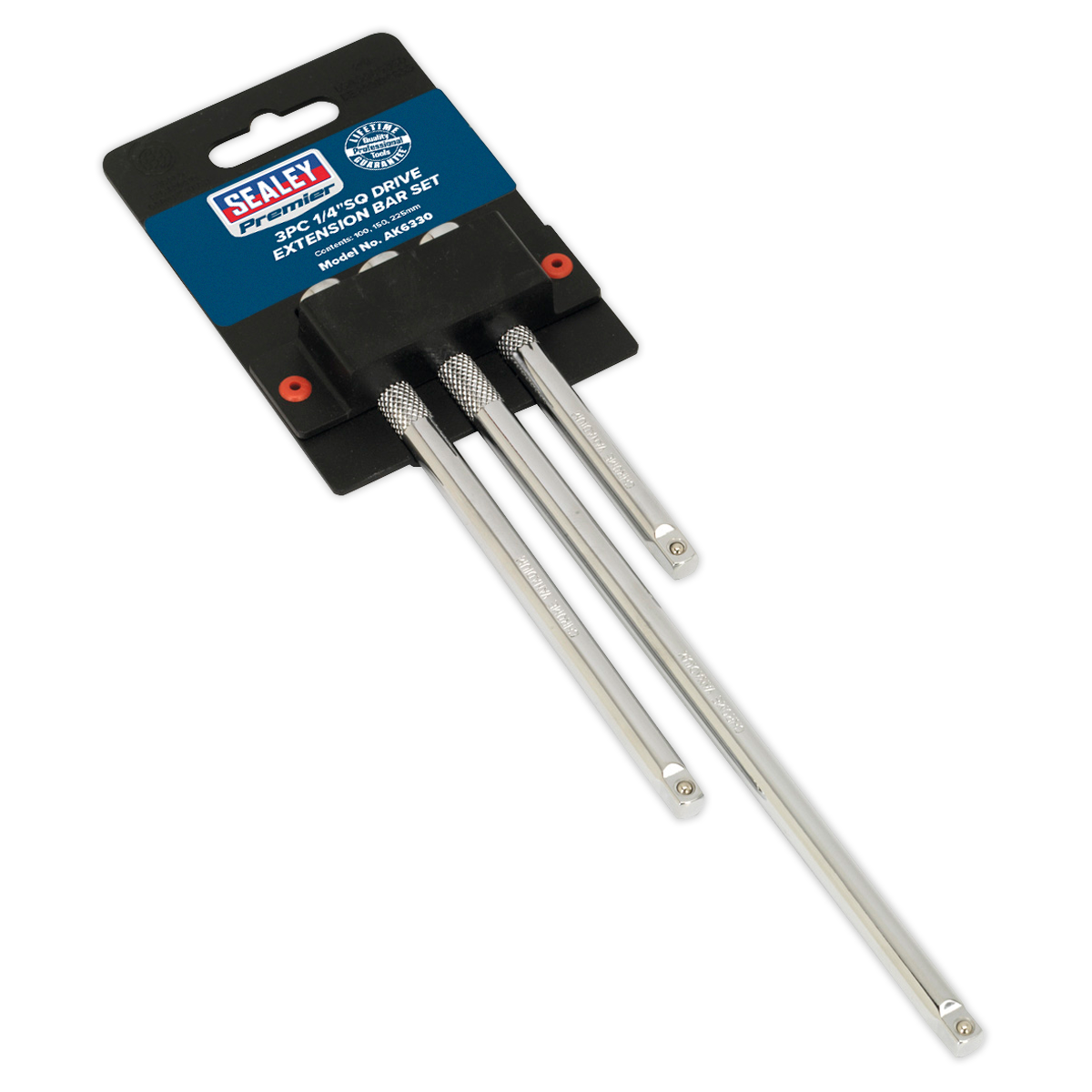 Sealey 3pc 1/4"Sq Drive Extension Bar Set AK6330