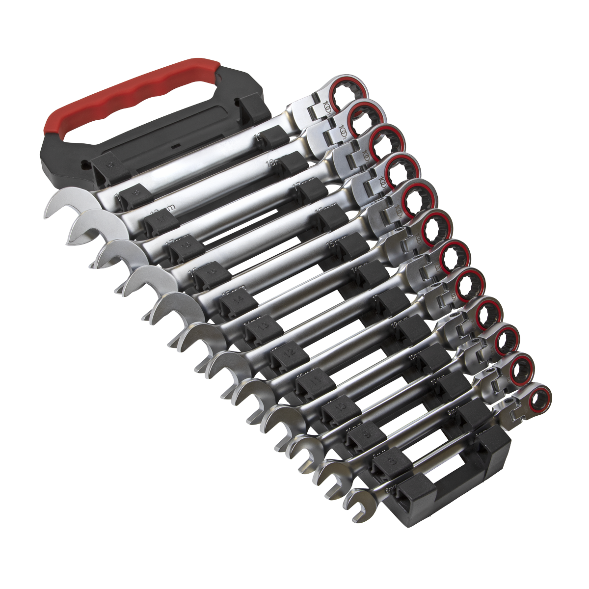 Sealey 12pc Flexi-Head Ratchet Combination Spanner Set - Platinum Series AK63942