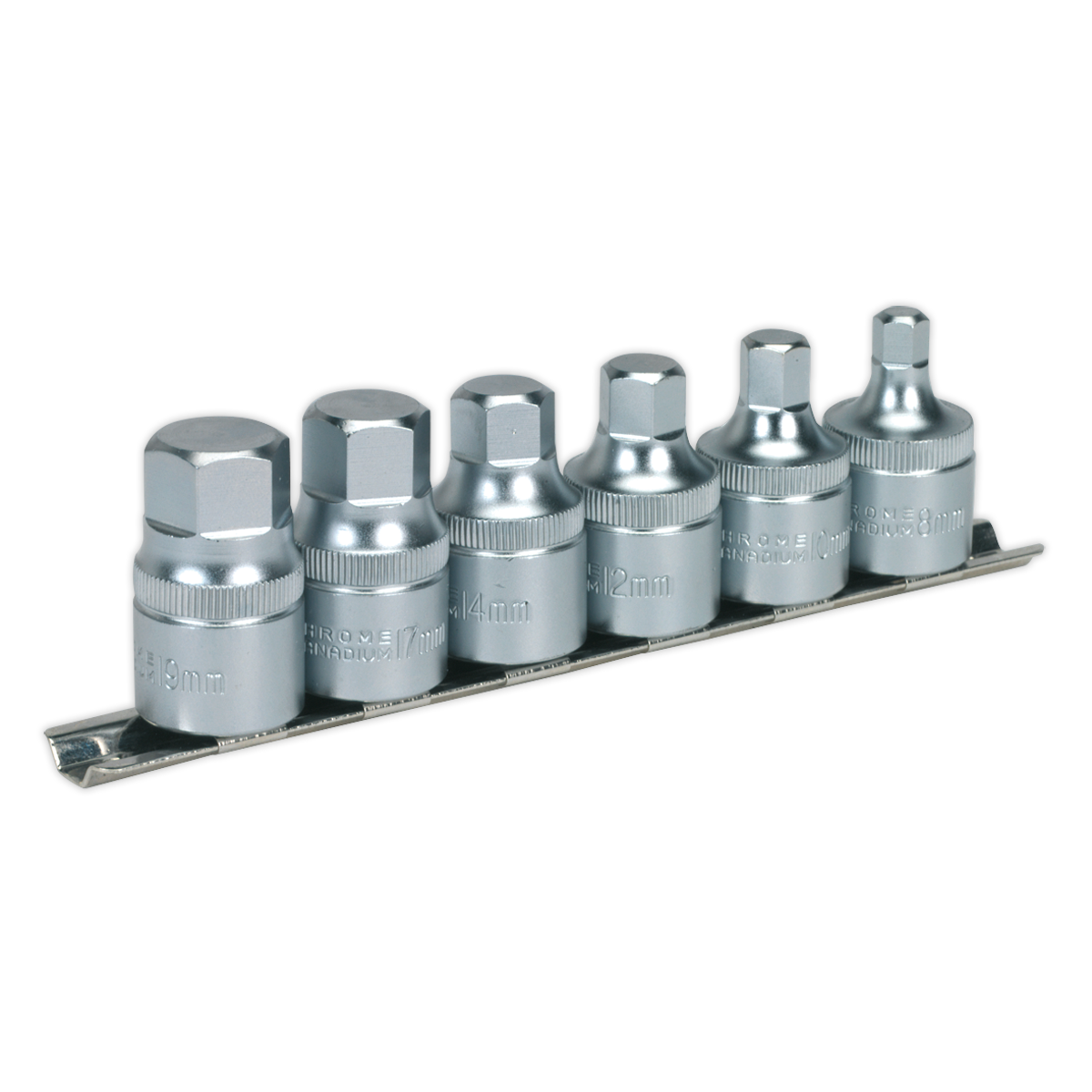 Sealey 6pc 1/2"Sq Drive Stubby Hex Socket Bit Set AK6561