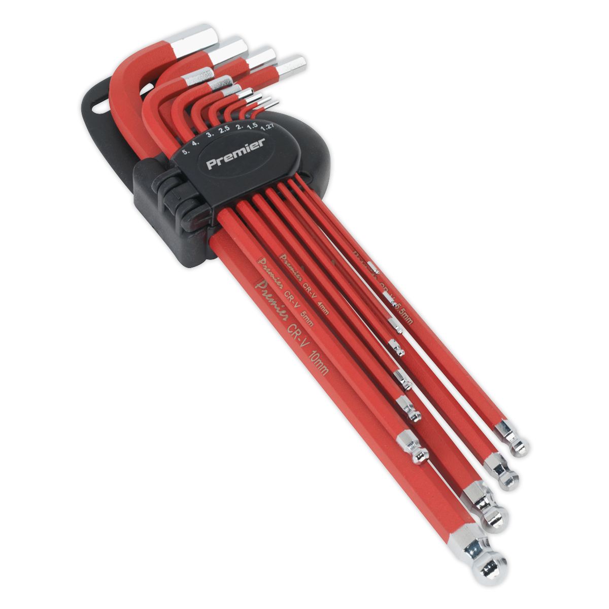 Sealey 11pc Anti-Slip Extra-Long Ball-End Hex Key Set AK7164