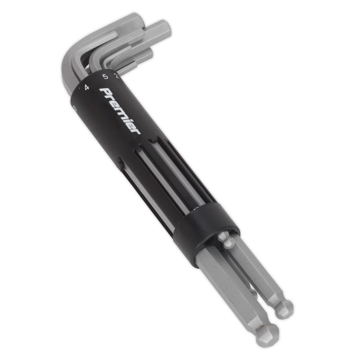 Sealey 8pc Long Ball-End Hex Key Set with Power Bar - Display Box of 10 AK7185