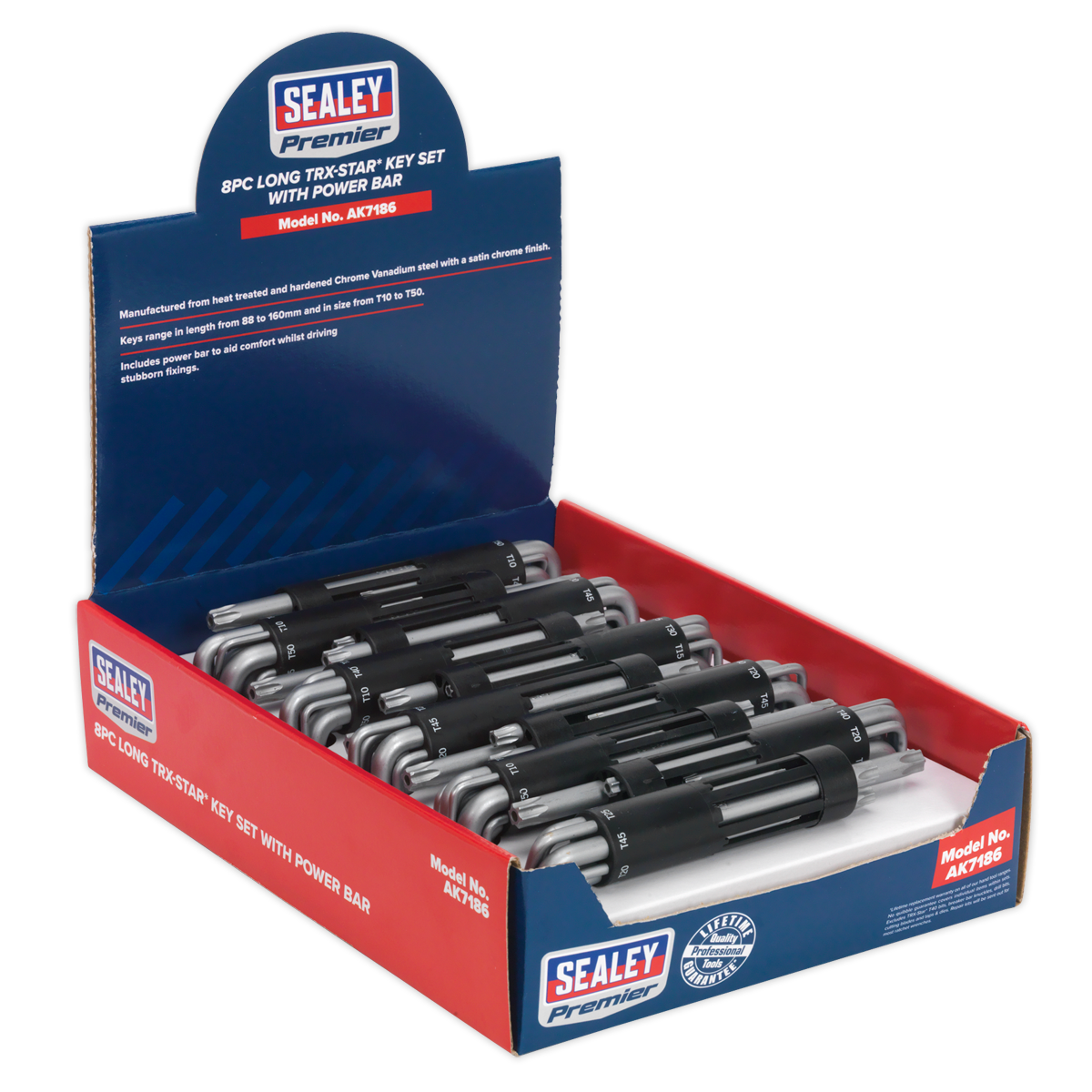 Sealey 8pc Long TRX-Star* Key Set with Power Bar - Display Box of 10 AK7186