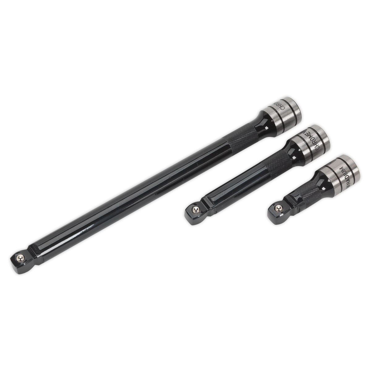 Sealey 3pc 1/2"Sq Drive Wobble/Rigid Extension Bar Set Black Series AK7692