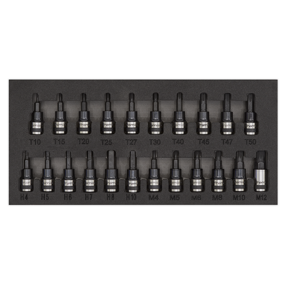 Sealey 22pc 3/8"Sq Drive TRX-Star*/Hex/Spline Socket Bit Set - Black Series AK7985