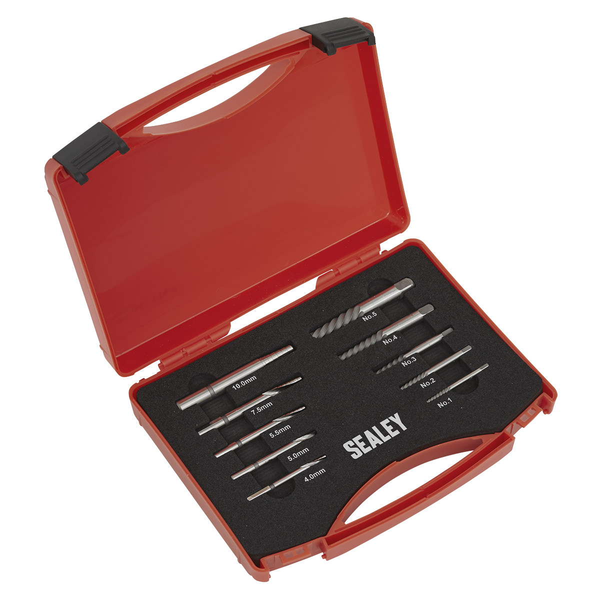 Sealey 10pc Step Drill Screw/Bolt Extractor Set AK8187